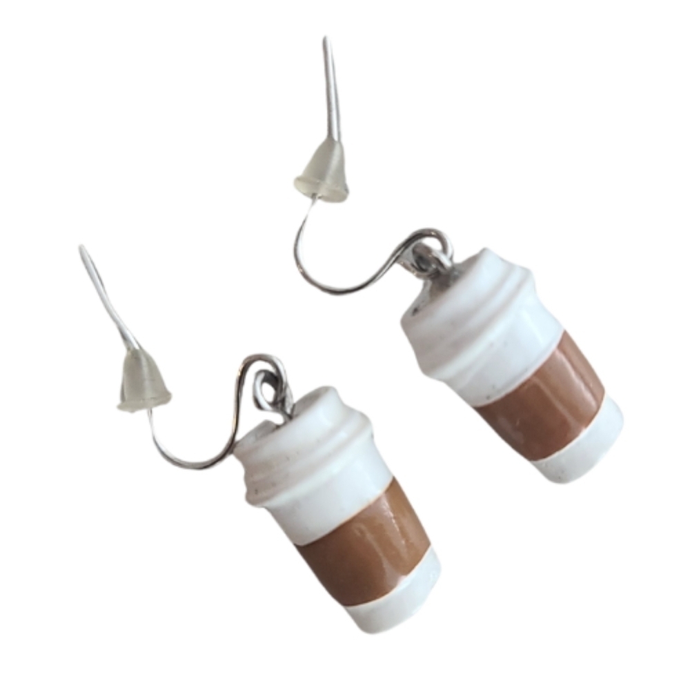 Coffee Cup To Go Dangle Earrings Pumpkin Spice Barrista Tea Starbucks Spring